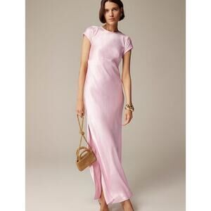 NWT J. Crew Anna October Short Sleeve Slip Dress Luster Crepe Pink Orchid Size 4